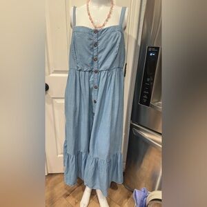 Torrid Light Blue Button-Front Maxi Dress